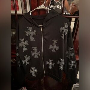 Jeweled cross hoodie